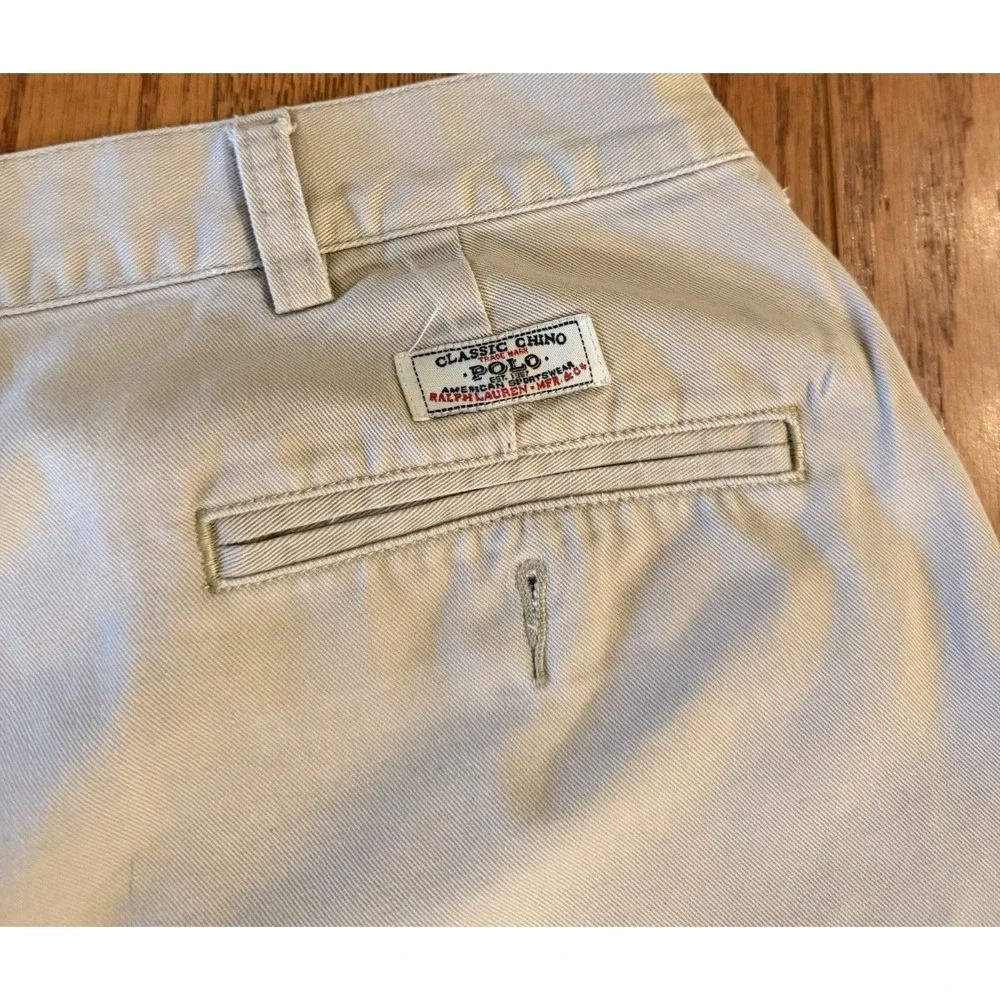 Vtg Polo Ralph Lauren Andrew Short Khaki Double Pleated Cotton Men's Size 40